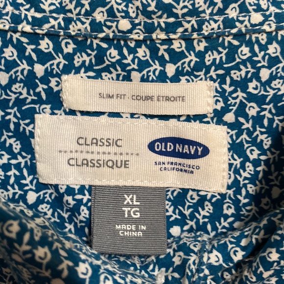 Blue Flower Slim Fit Button Up Shirt - Picture 3 of 3